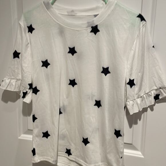 Star ruffled white tshirt Medium - Picture 4 of 5